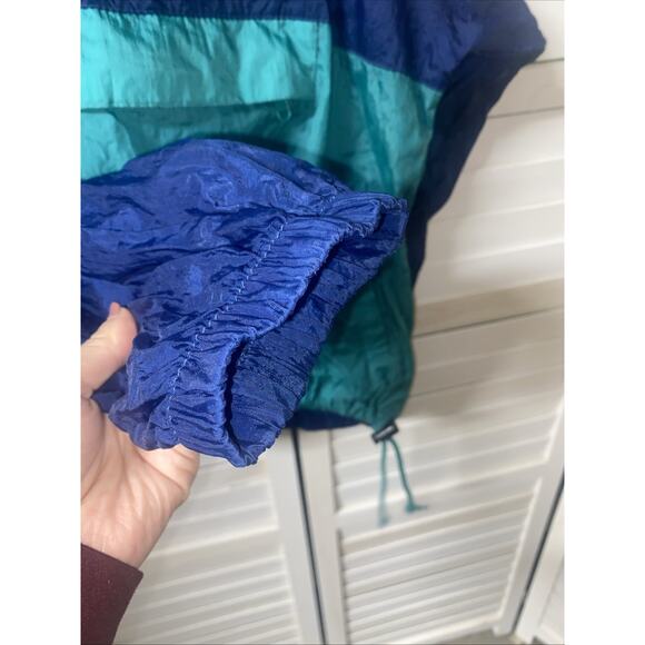 Vintage Honors Color Block Windbreaker Men’s Size XL Green Navy Hood 90’s - Picture 3 of 8